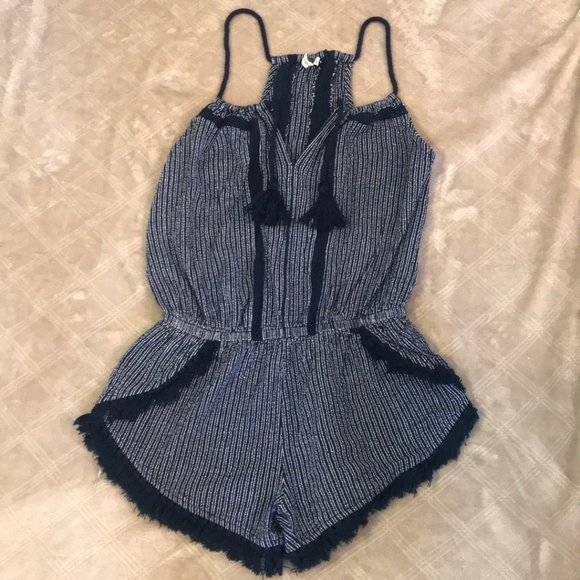 SOLD Rip Curl Small Sea Dive Navy Romper Tassels - Picture 4 of 8